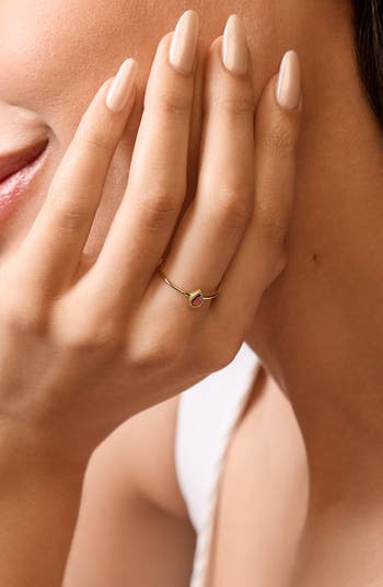14K Yellow Gold Semiprecious Stone Stackable Ring