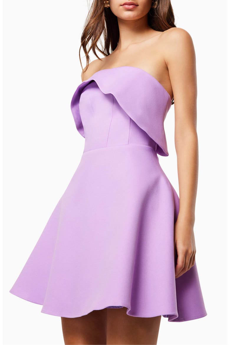 Maelle Strapless Flare Minidress, Alternate, color, LILAC