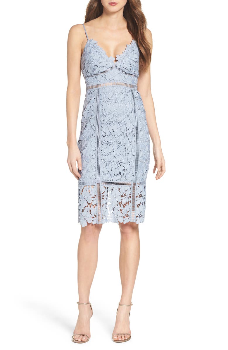 Bardot Botanica Lace Dress, Alternate, color, Dusty Blue