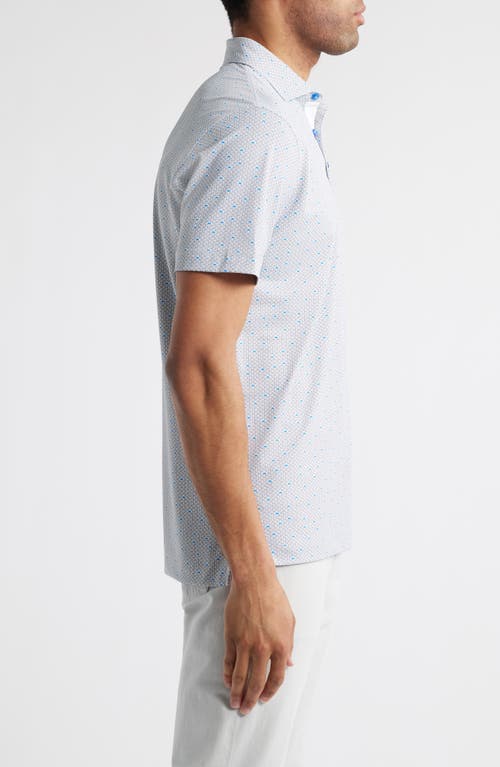 Johnnie-o Poppy Microfloral Print Prep-formance Golf Polo In Thunder