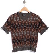 NVLT Ruffle Sleeve Argyle Sweater