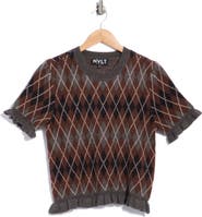 NVLT Ruffle Sleeve Argyle Sweater