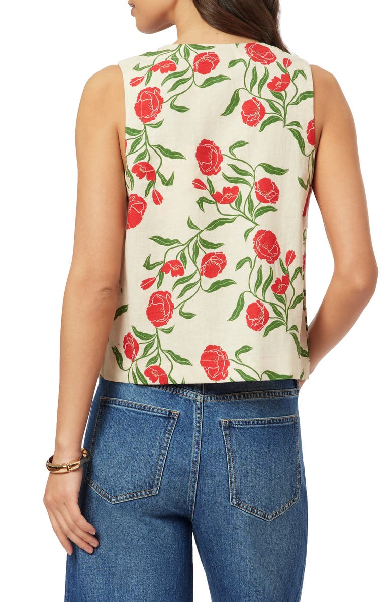 Scotch & Soda Sleeveless Linen Blend Button-Up Shirt, Alternate, color, Whitecap Allover Floral