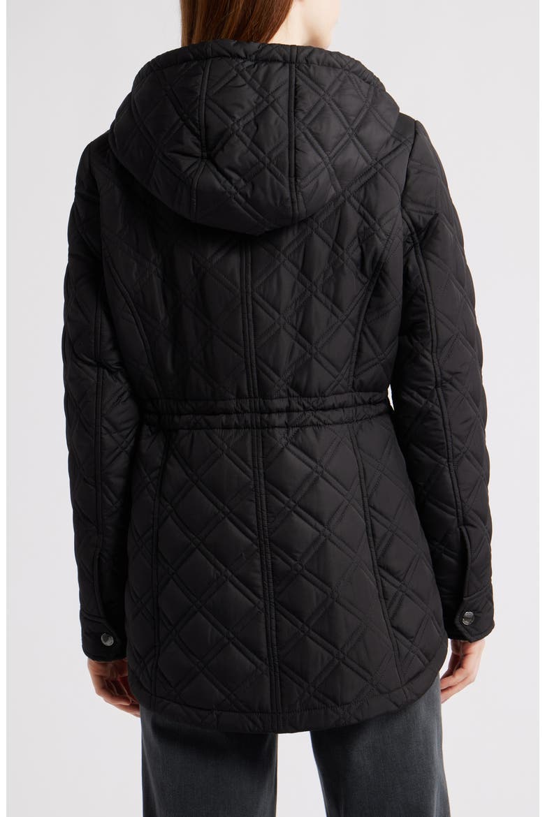 Diamond Quilted Hooded Jacket, Alternate, color, BLACK