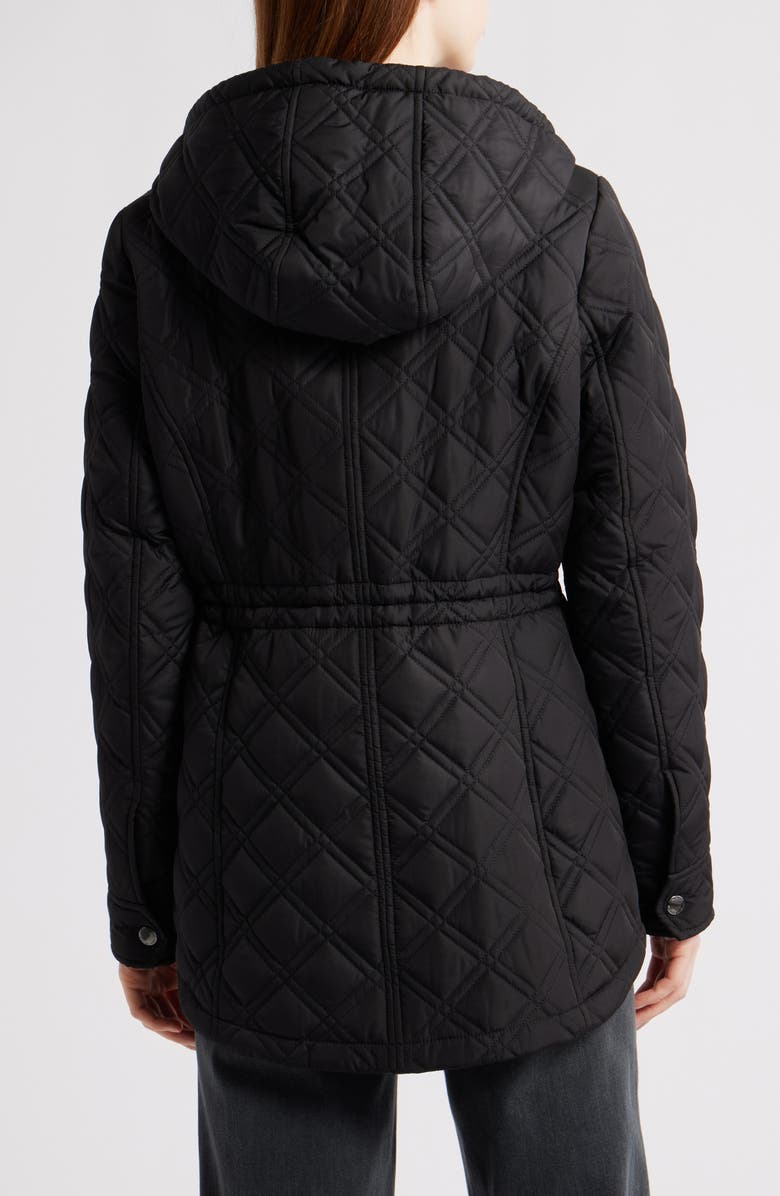 Michael Kors Diamond Quilted Hooded Jacket, Alternate, color, Black