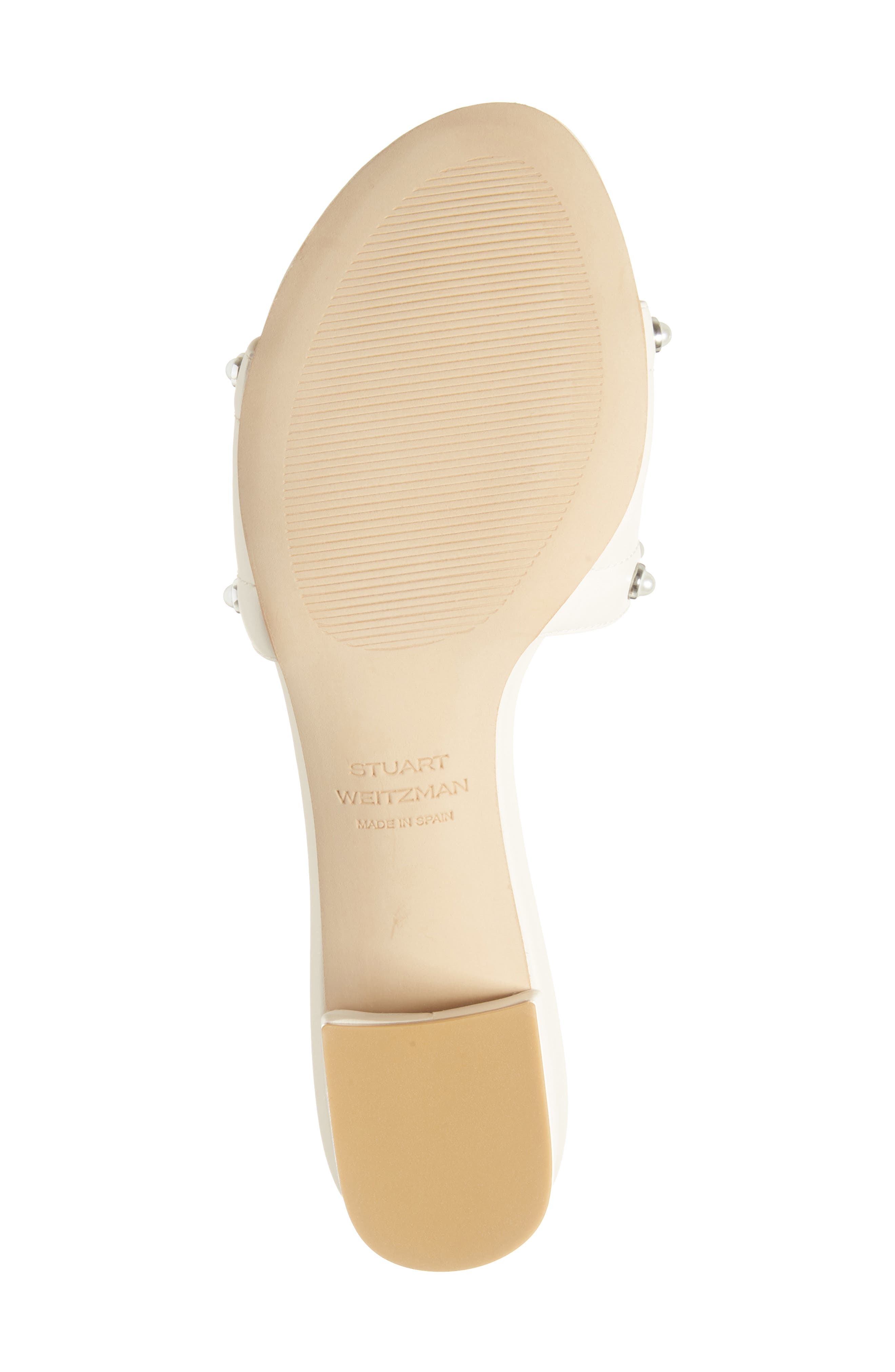 Stuart Weitzman Faux Pearl Slide Sandal, Alternate, color, 
