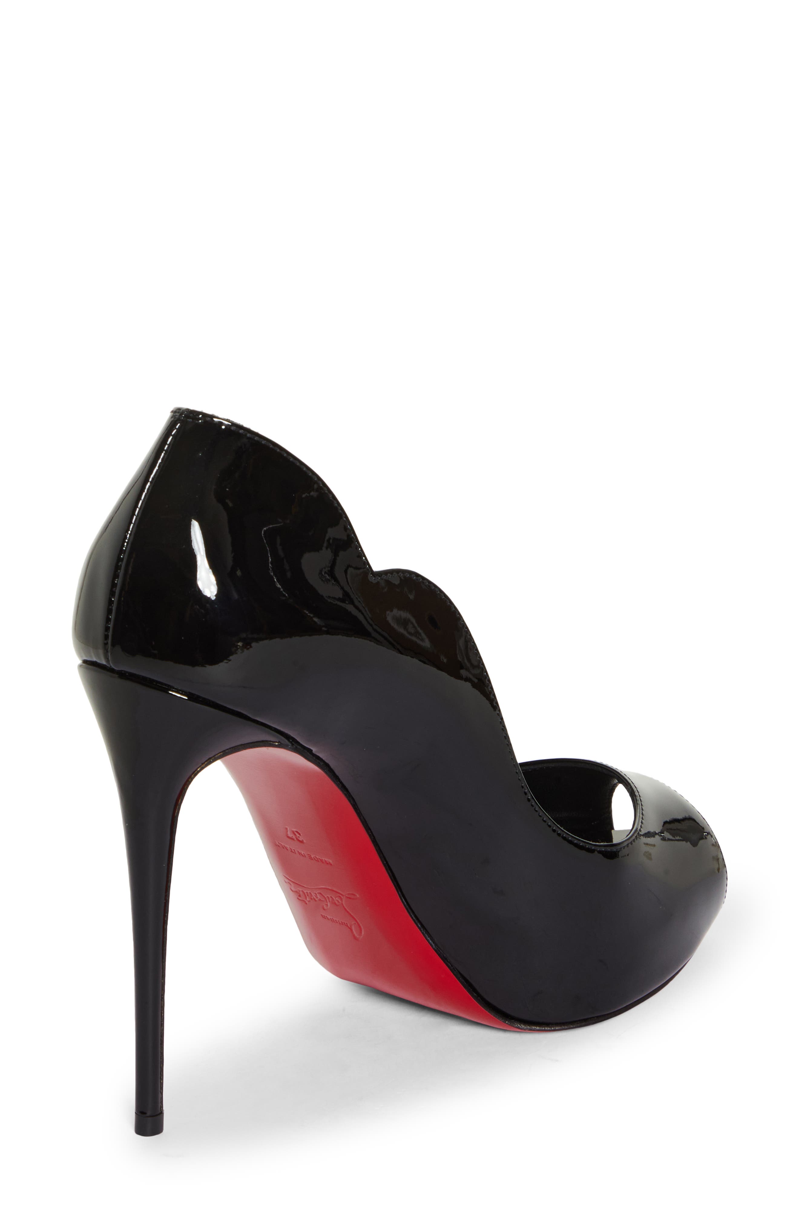 Christian Louboutin Hot Chick Alta Peep Toe Slingback Pump, Alternate, color, Black