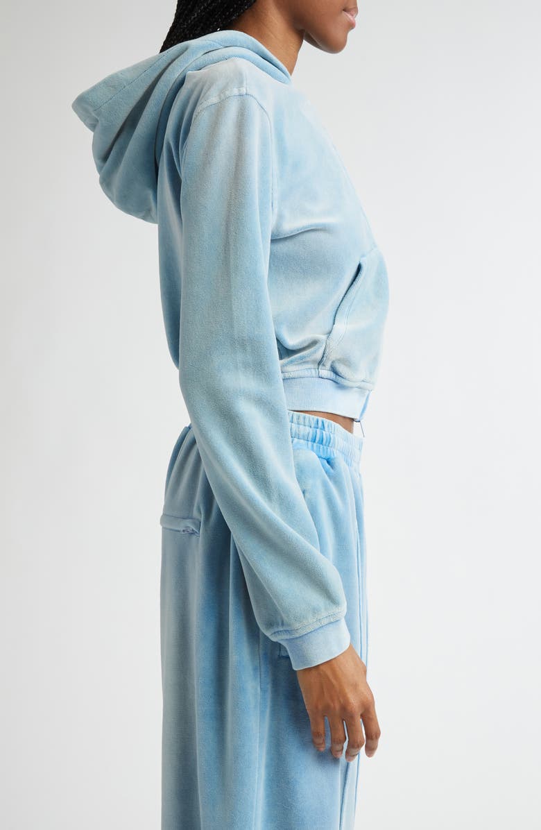 Alexander Wang Shrunken Velour Full Zip Hoodie, Alternate, color,