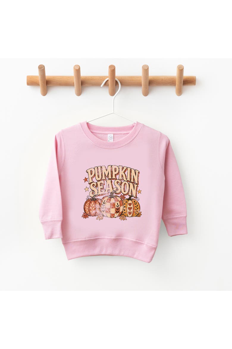 Pumpkin Season Pattern Stars Toddler Graphic Sweatshirt, Alternate, color, Pink