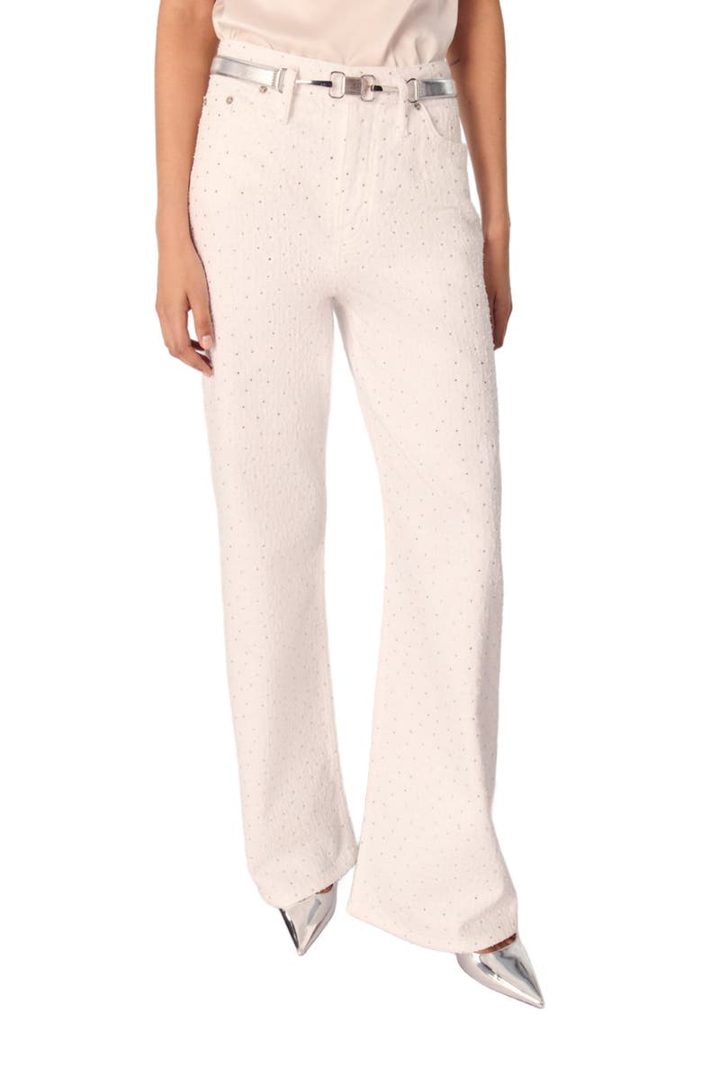 maje Wide-leg rhinestone jeans, Alternate, color, 