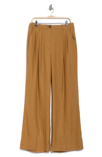 A.l.c . Tommy Ii Pleated Front Linen Blend Pants In Brown