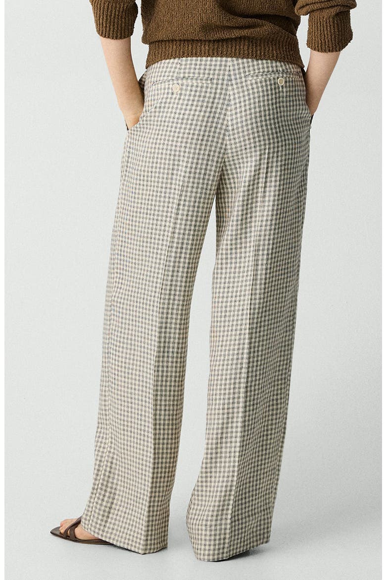 Check Linen Blend Pants, Alternate, color, CREAM/ GREY MULTI