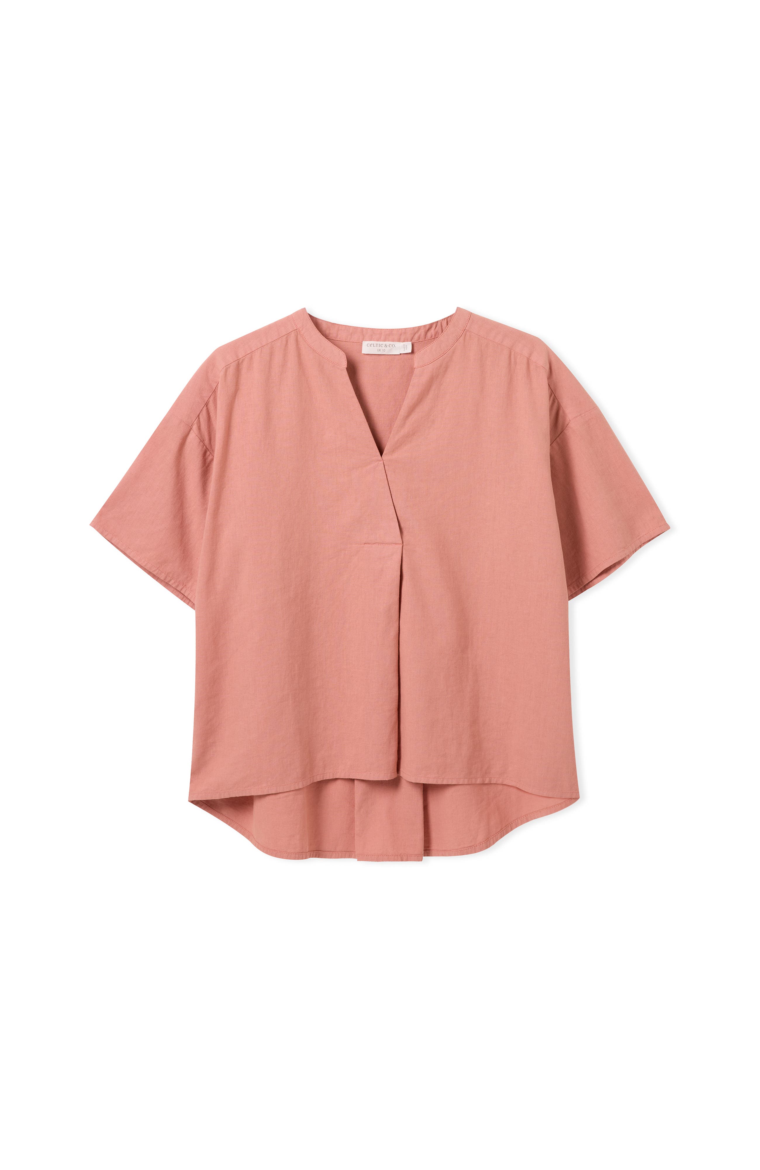 Short Sleeve V-Neck Dipped Hem Blouse - image 2