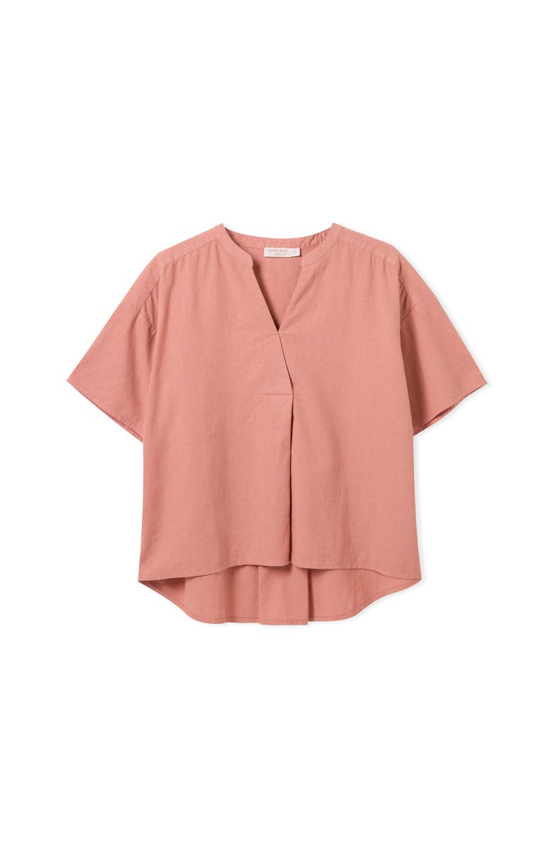 Celtic & Co. Short Sleeve V-Neck Dipped Hem Blouse, Alternate, color, Desert Rose