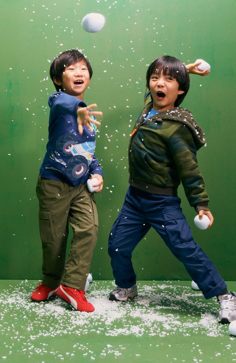 Mini Boden Kids' Fleece Lined Zip Hoodie, Alternate, color, Camo