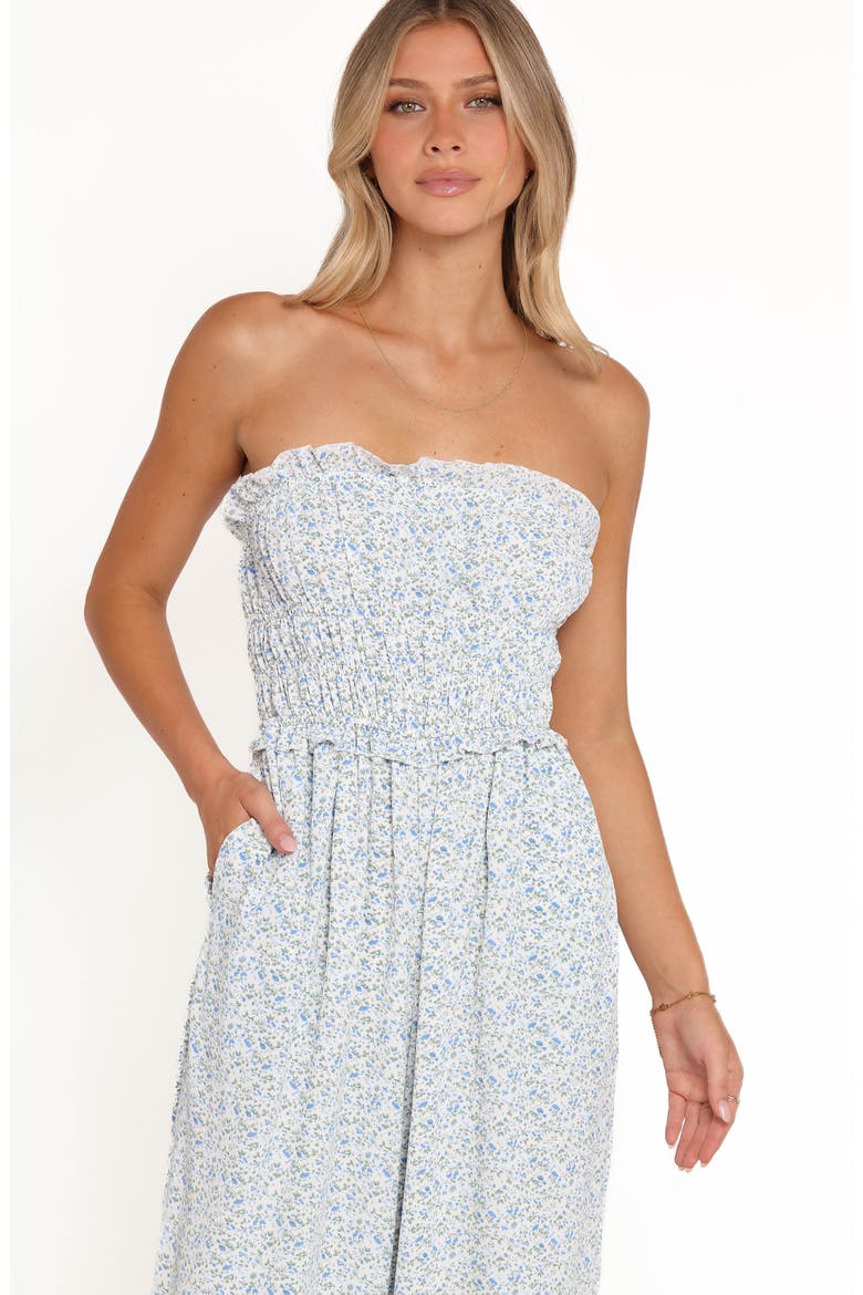 Yulissa Strapless Jumpsuit, Alternate, color, BLUE FLORAL