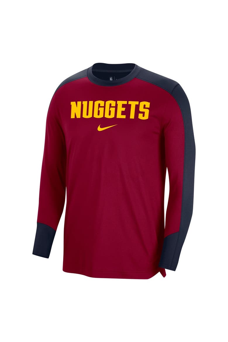 Men's Nike Red Denver Nuggets 2024/25 Authentic Pre-Game Legend Long Sleeve Shooting Shirt, Alternate, color, Red