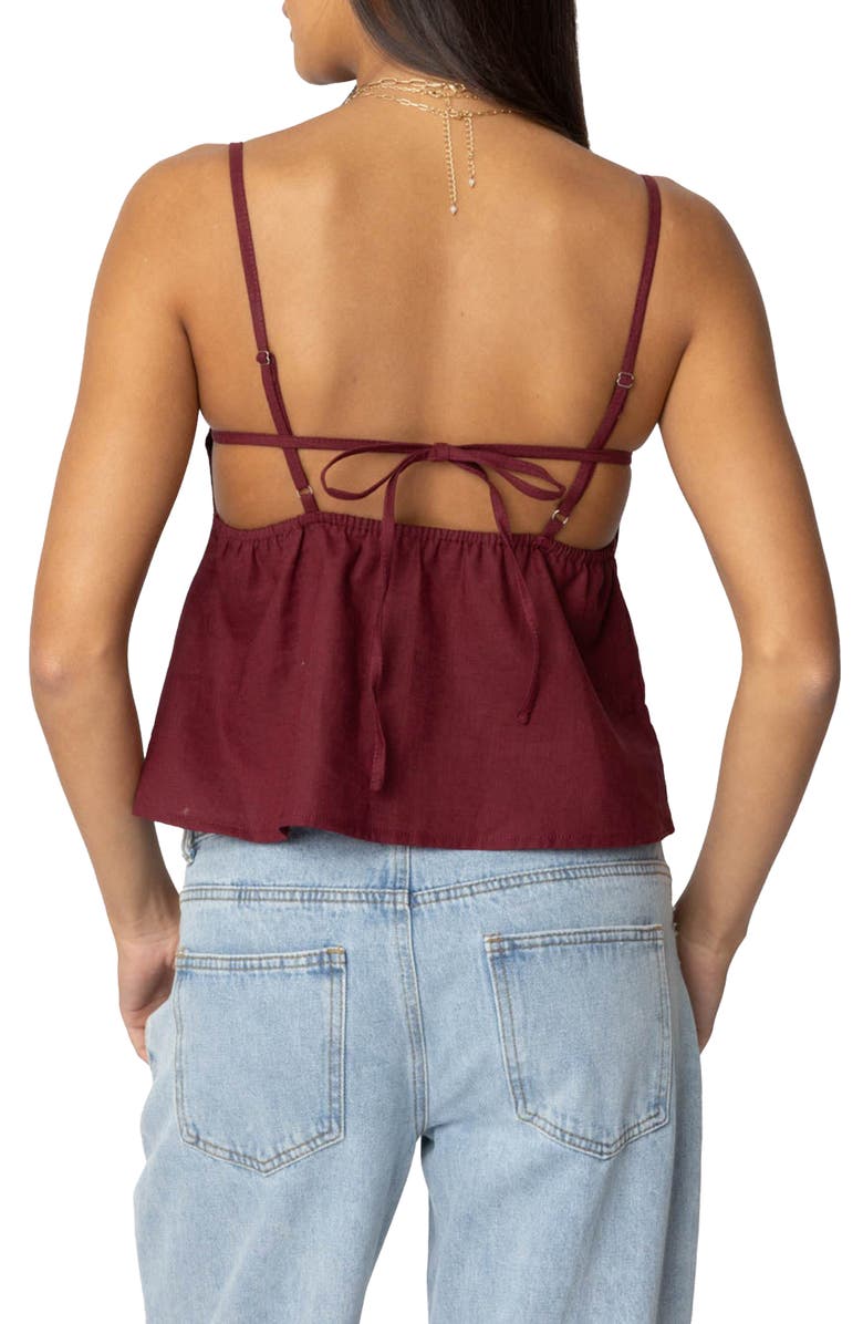 EDIKTED Open Back Cotton Top, Alternate, color, Burgundy
