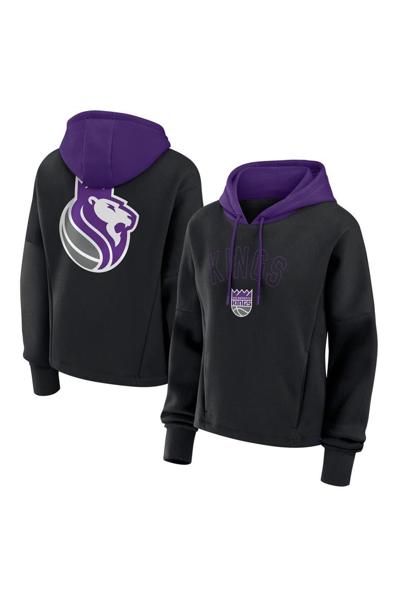 Women's Fanatics  Black Sacramento Kings Post Up Boxy Pullover Hoodie, Main, color, Black