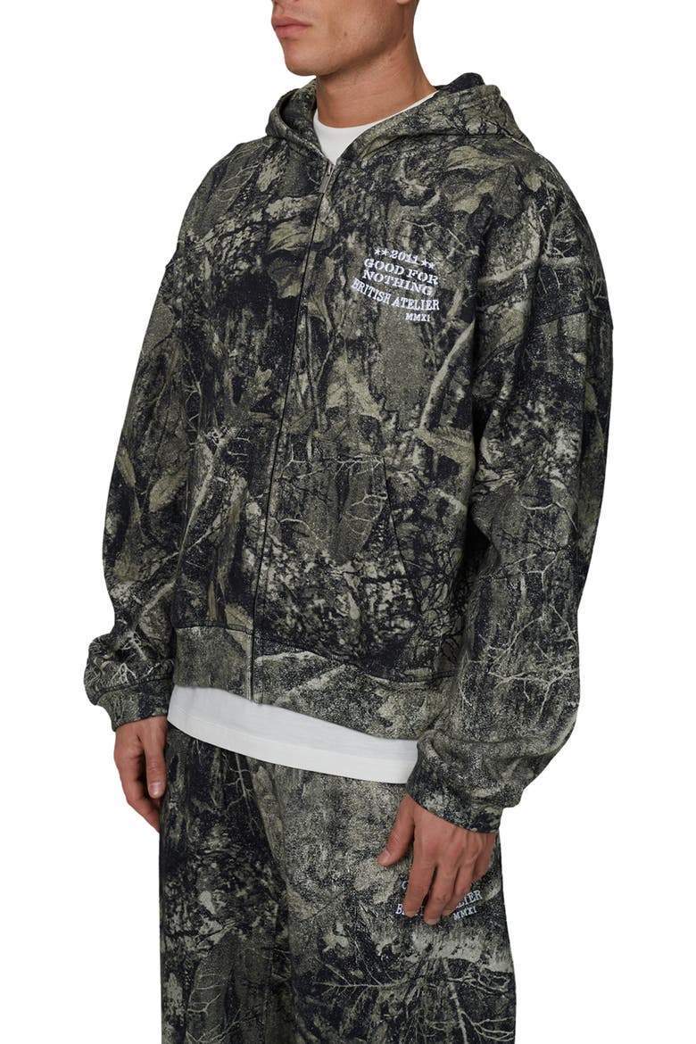 Boxy-Fit Zipped Icarus Hoodie, Alternate, color, Green