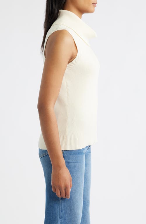 City Blues Turtleneck Sleeveless Sweater In White