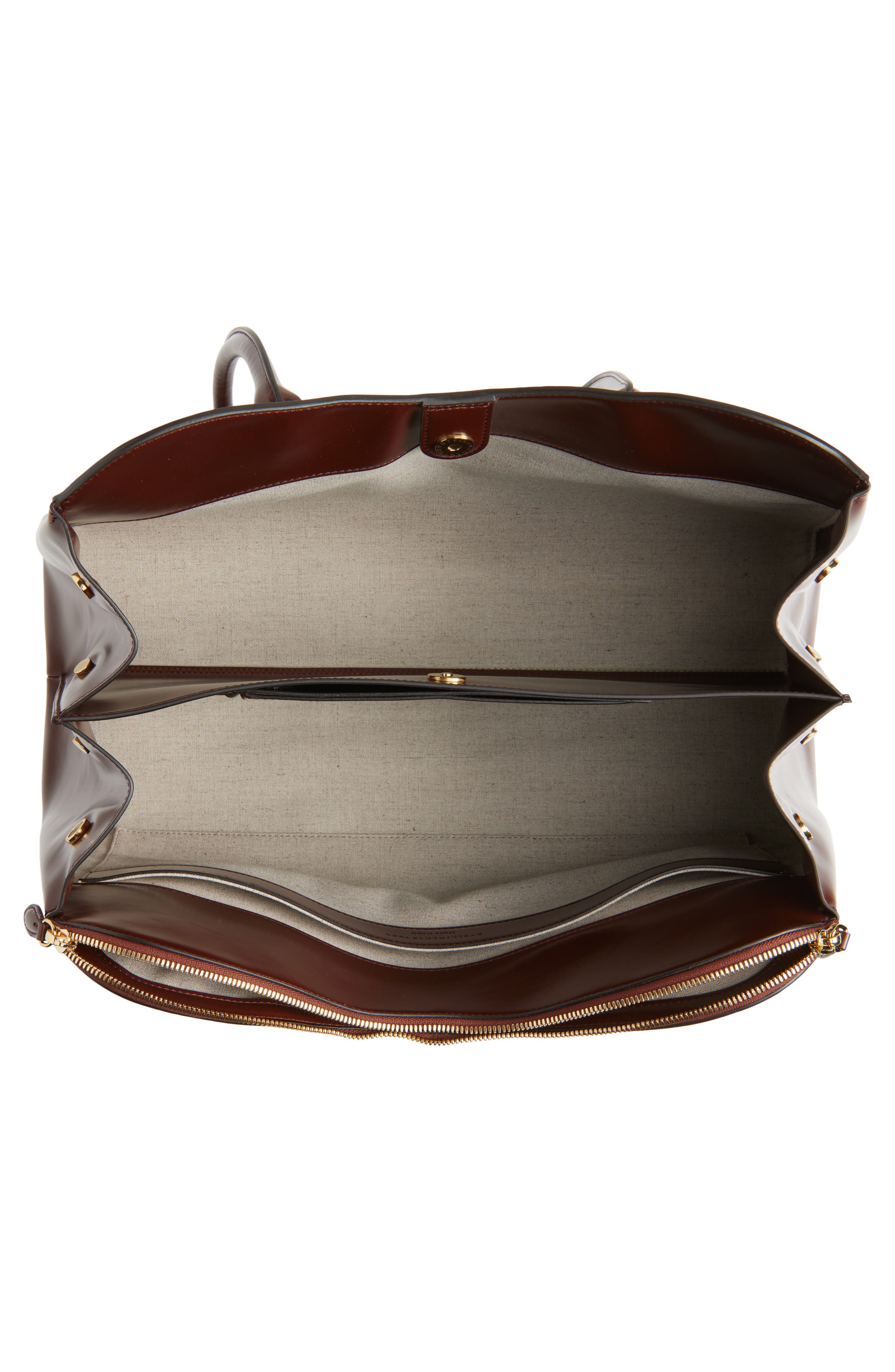 Stella McCartney Ryder Patent Open Tote, Alternate, color, Mahogany