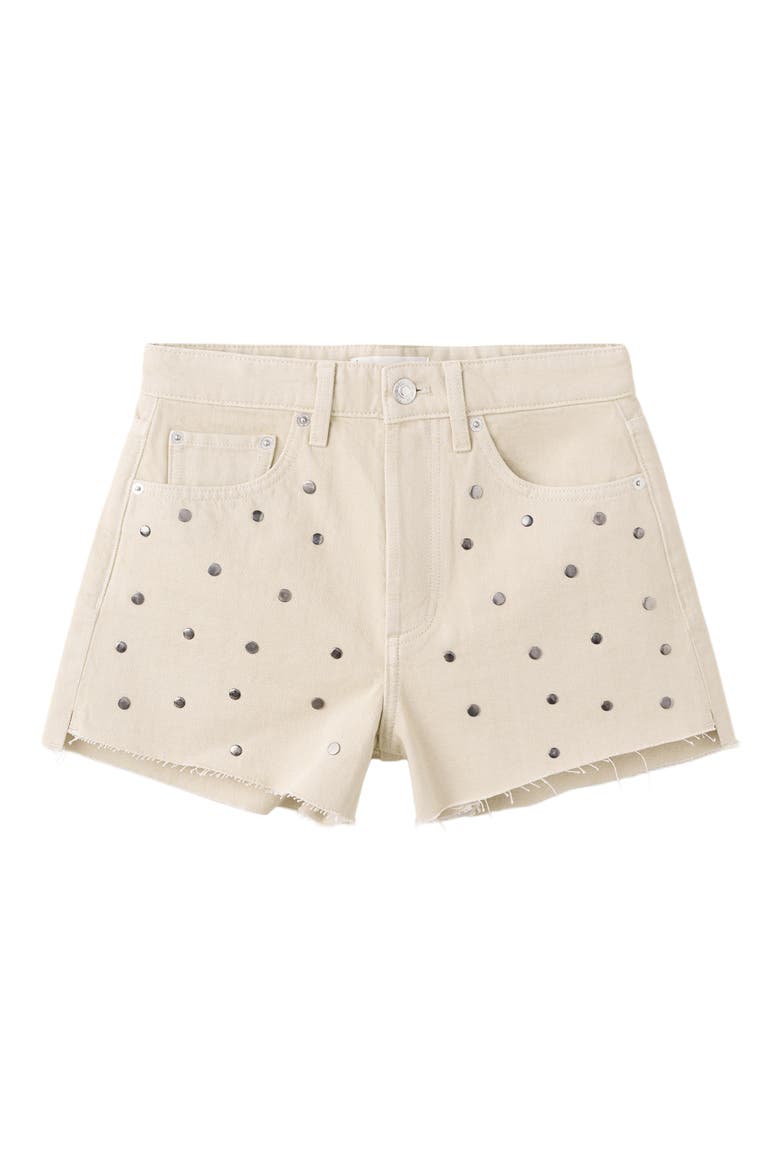 Stud Denim Shorts, Alternate, color, SAND