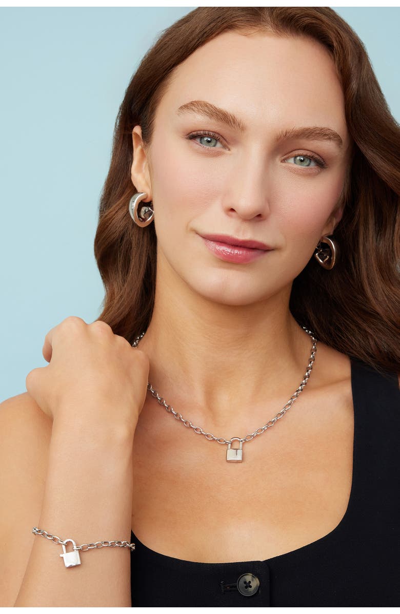 Oradina Sterling Silver Lock it Up Connector Clasp Necklace, Alternate, color, Silver