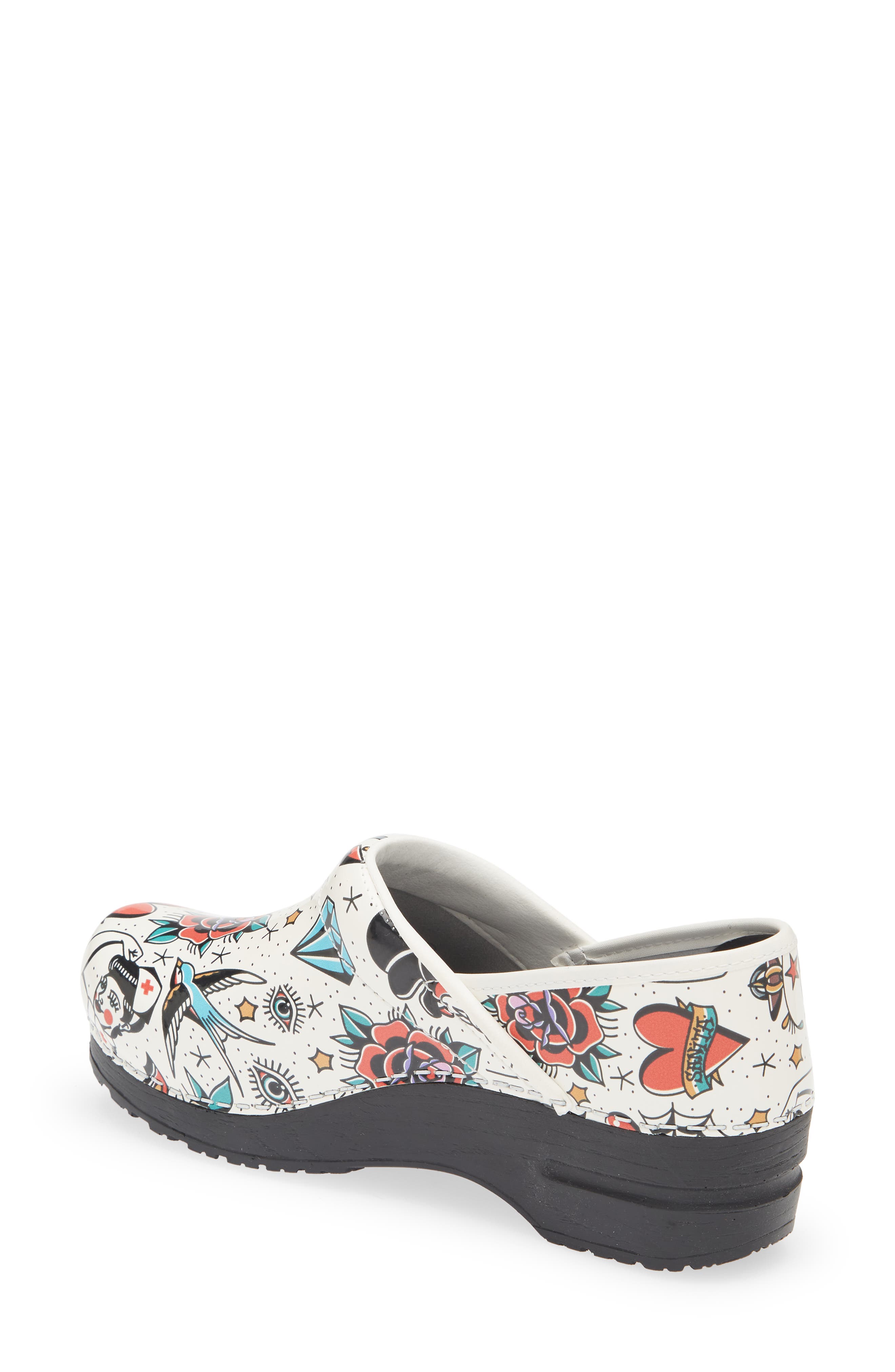 Sanita Rockabilly Print Clog, Alternate, color, 001 White