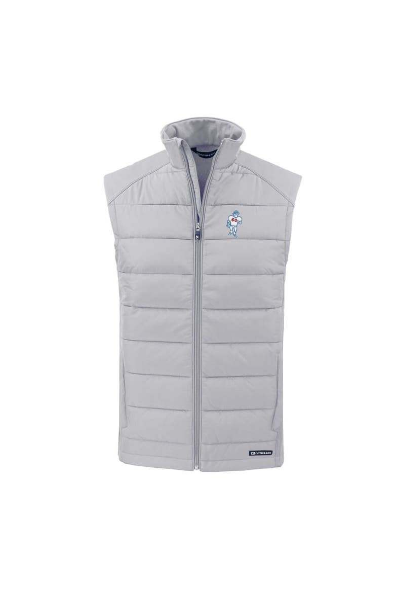 Men's Cutter & Buck Gray Houston Oilers Throwback Evoke Hybrid Eco Softshell Recycled Full-Zip Vest, Alternate, color, Gray