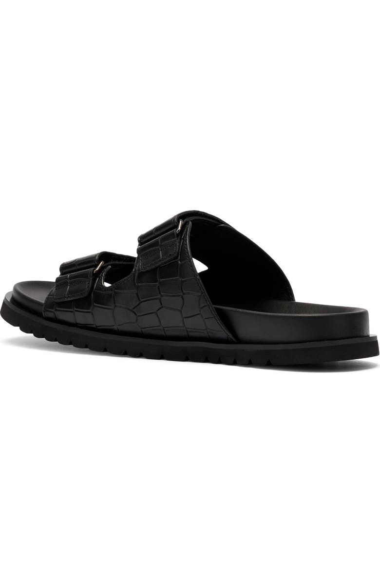 MARC NOLAN Monaco Croc Embossed Leather Slide Sandal, Alternate, color, Black Croc