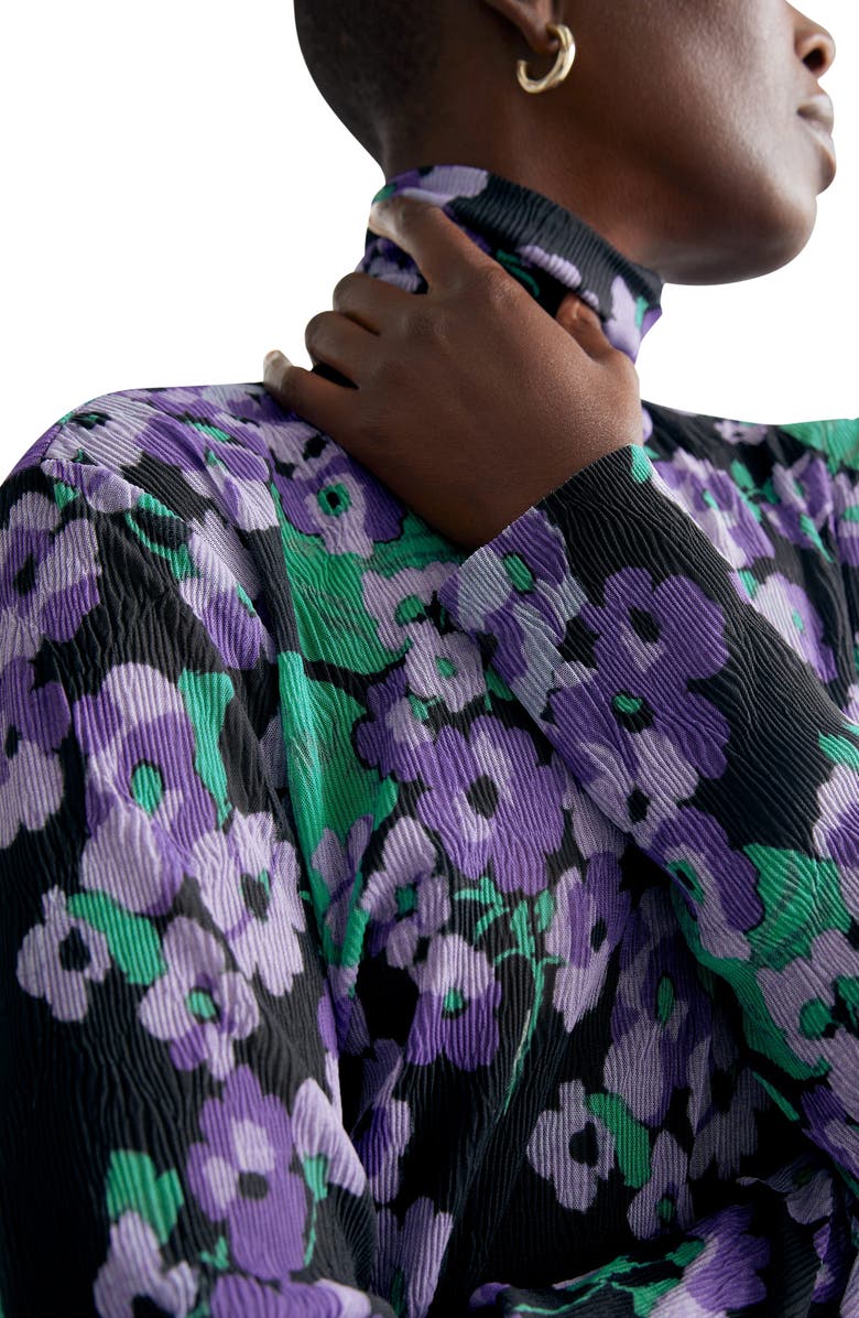 & Other Stories Aina Floral Plissé Turtleneck, Alternate, color, 