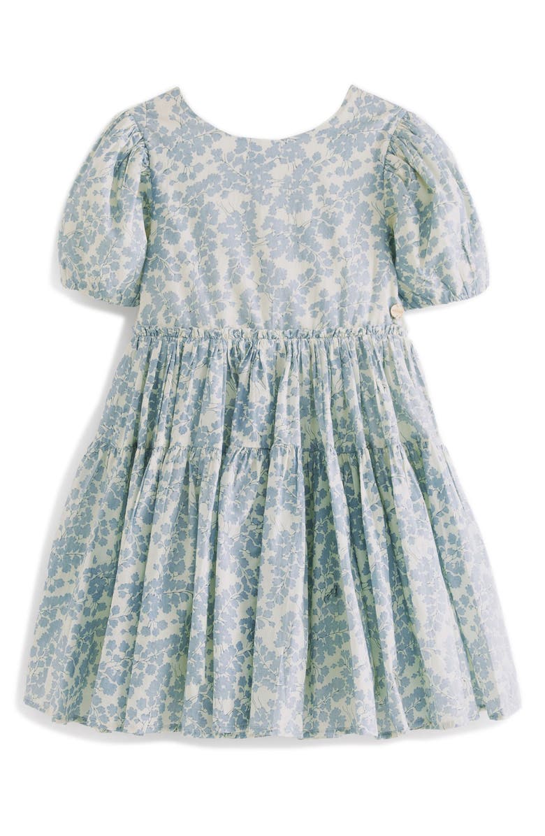 Laura Ashley Kids' Floral Tiered Puff Sleeve Cutout Cotton Dress, Main, color,