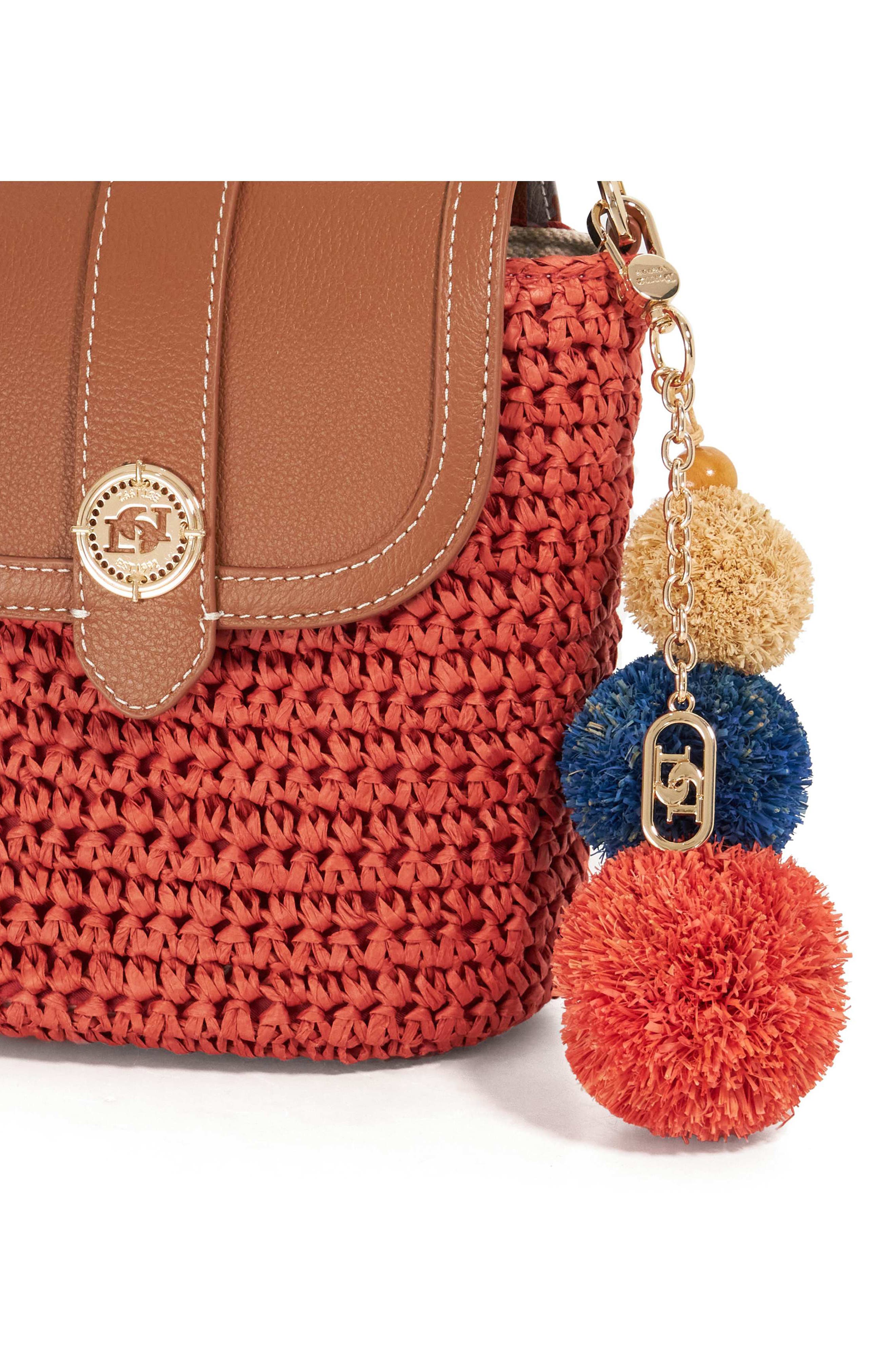 Dimple Raffia Handbag, Alternate, color, RED