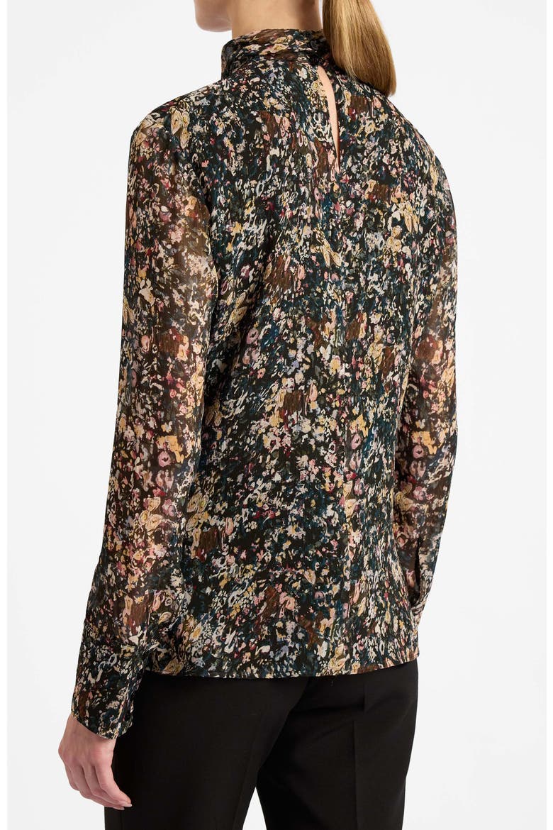 Phoenix Mock Neck Blouse in Abstract Floral Georgette, Alternate, color, Evergreen Multi