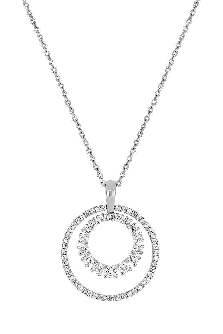Solstice 18K Gold Double Diamond Circle Pendant Necklace, Main, color, 18K WHITE GOLD