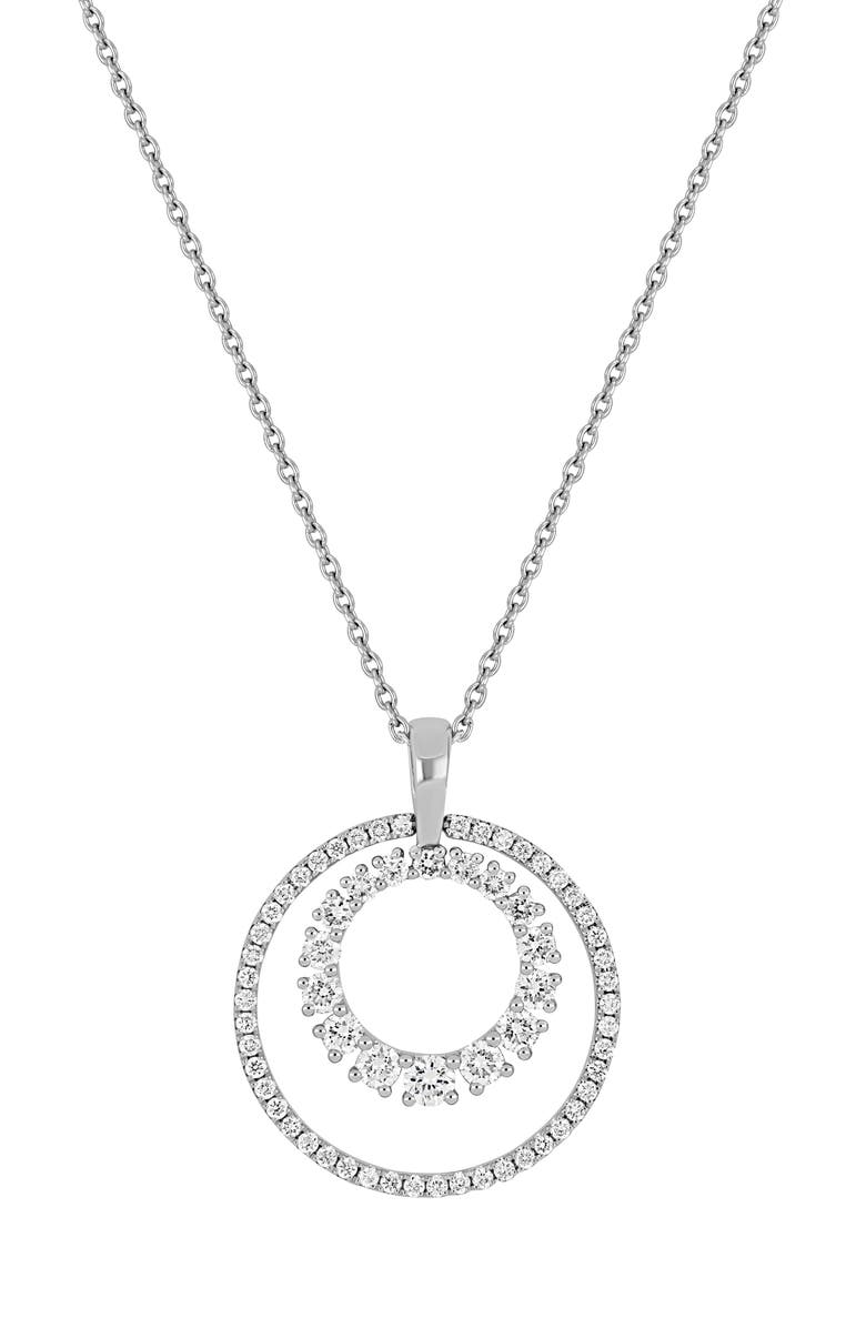 Bony Levy Solstice 18K Gold Double Diamond Circle Pendant Necklace, Main, color, 18K White Gold