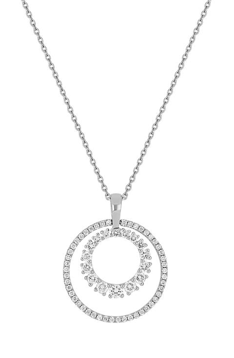 Solstice 18K Gold Double Diamond Circle Pendant Necklace