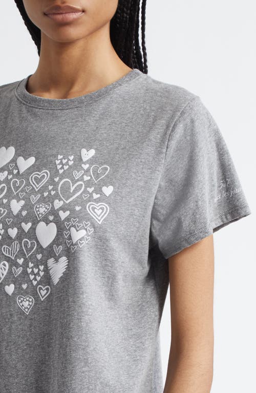 Cinq À Sept Multi Heart Cotton Graphic T-shirt In Gray