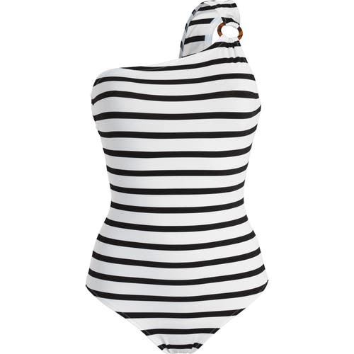 Shop Vilebrequin Rayures Asymmetric One-piece In Noir Blanc