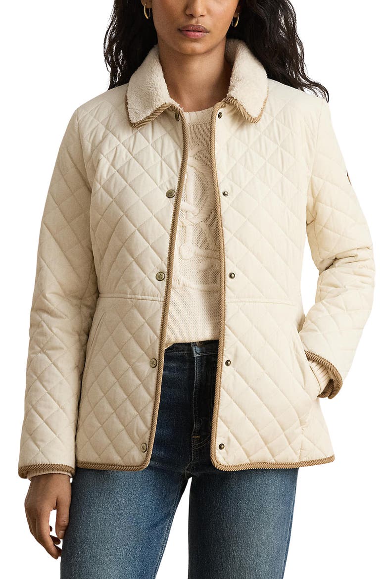 Icon Quilted Blazer with Corduroy Trim, Main, color, MODA CREAM