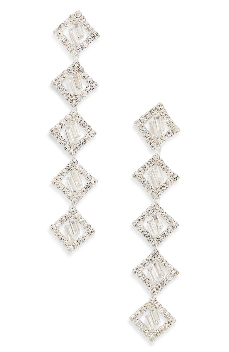 Tasha Crystal Linear Drop Earrings, Main, color, Silver Crystal