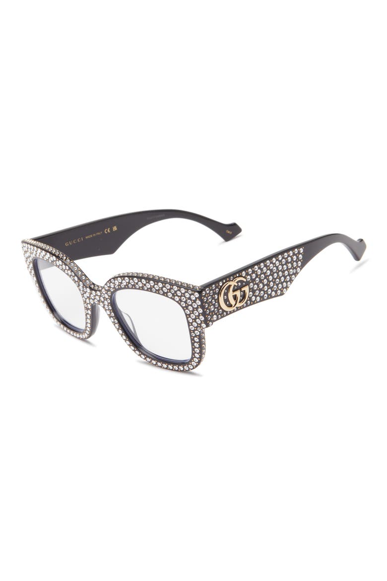 50mm Special Edition Cat Eye Optical Frames, Alternate, color, BLACK BLACK TRANSPARENT