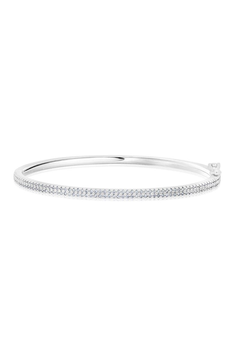 Pavé Cubic Zirconia Bangle Bracelet, Main, color, SILVER