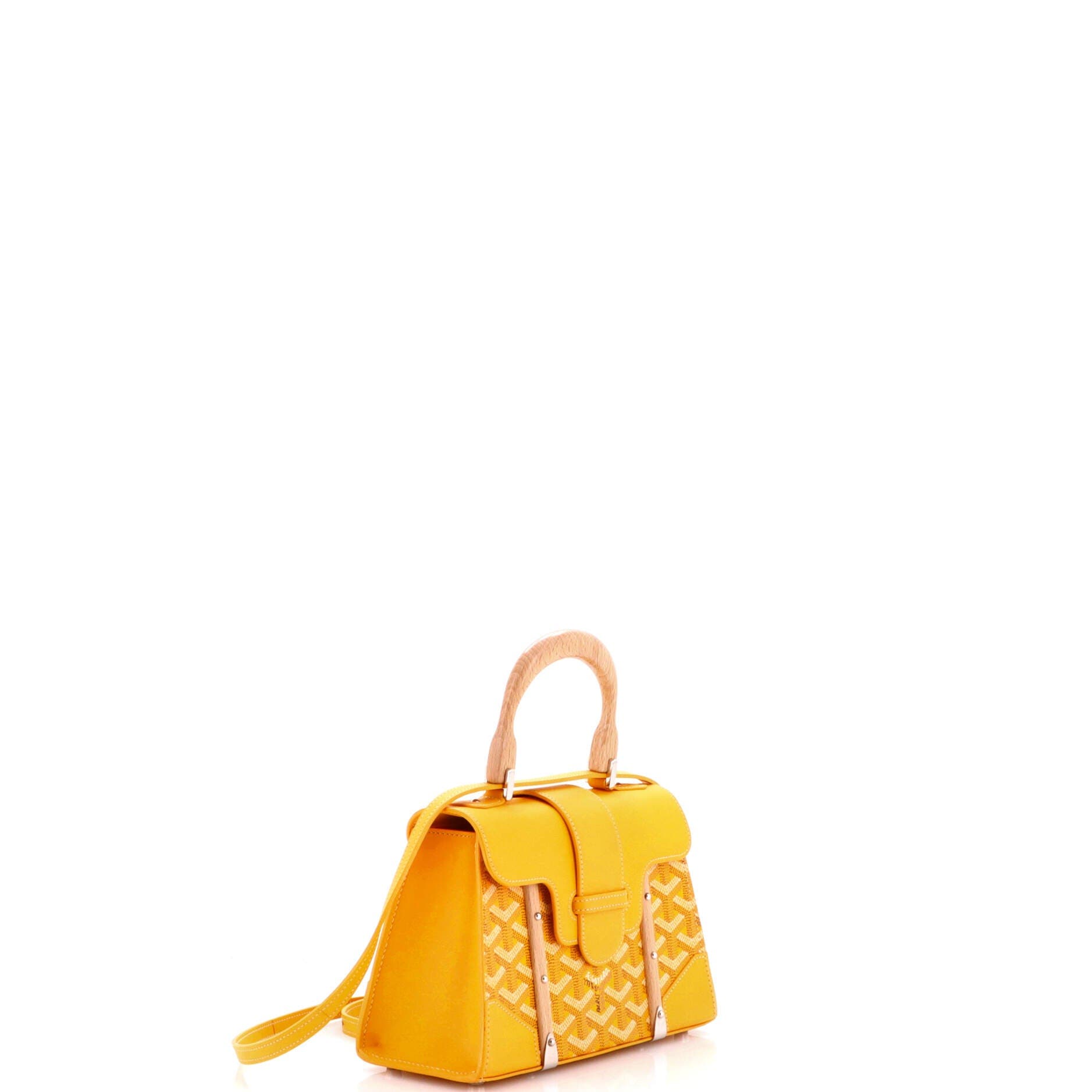 Structured Saigon Top Handle Bag Coated Canvas with Leather Mini, Alternate, color, Yellow