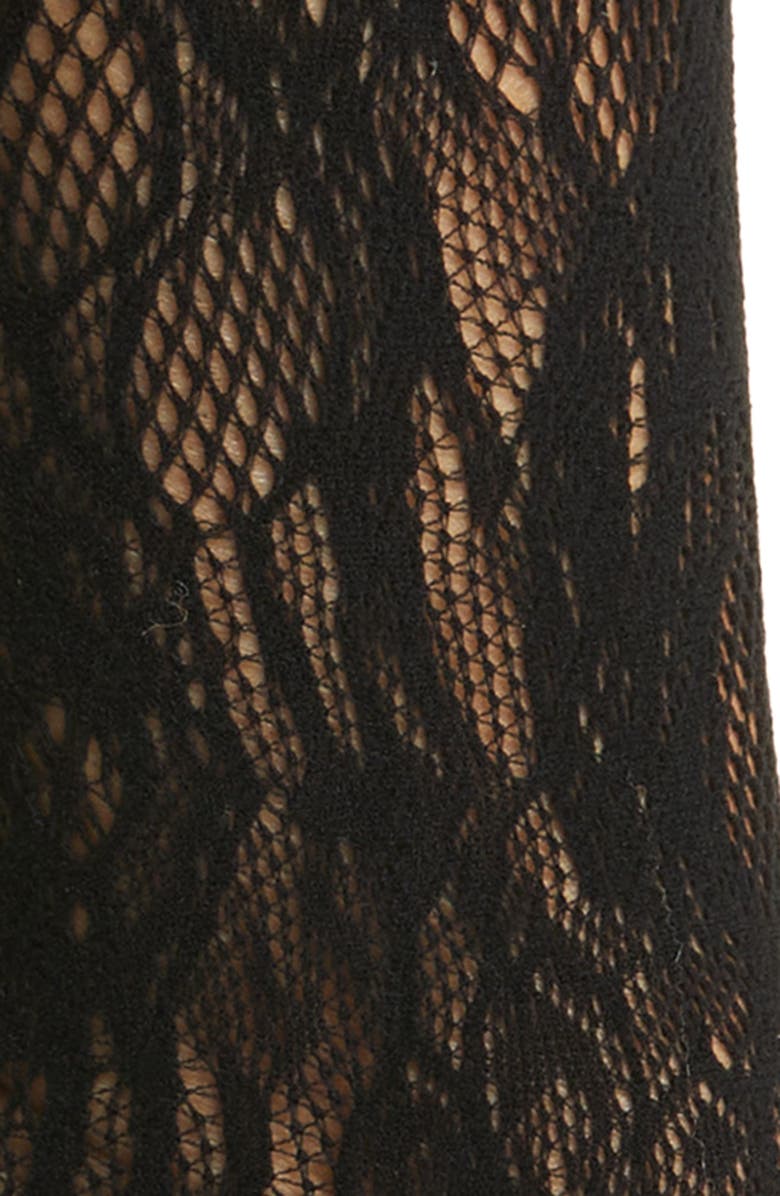 HIGH HEEL JUNGLE Rosetta Lace Crew Socks, Alternate, color, Black