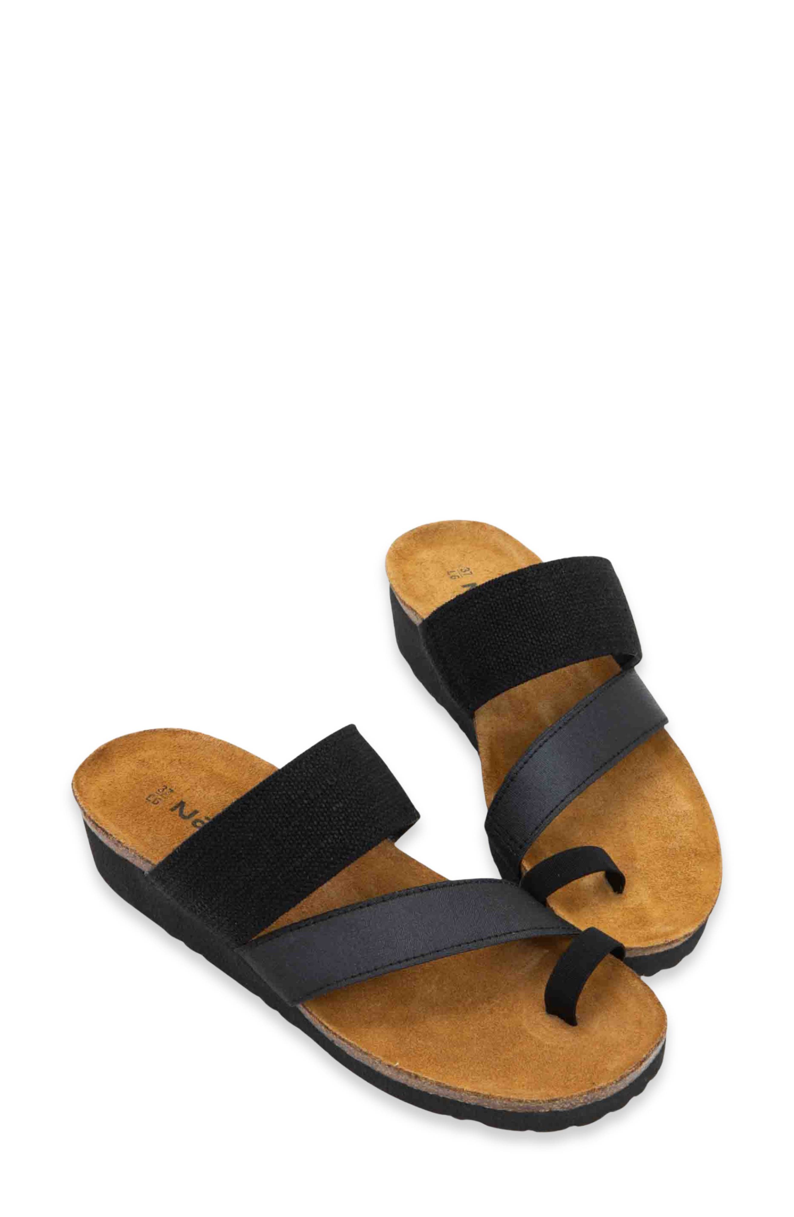 Naot Sia Toe Loop Sandal, Alternate, color, Black/ Black Elastic