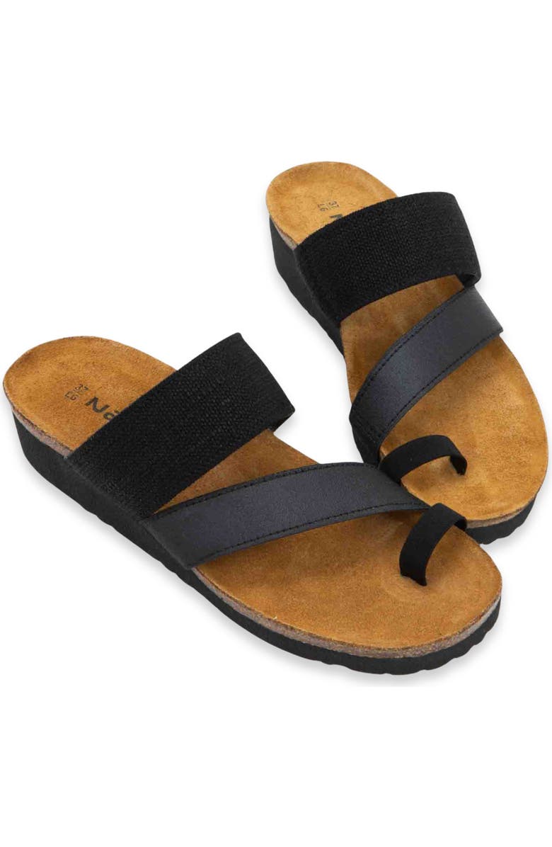 Naot Sia Toe Loop Sandal, Alternate, color, Black/ Black Elastic