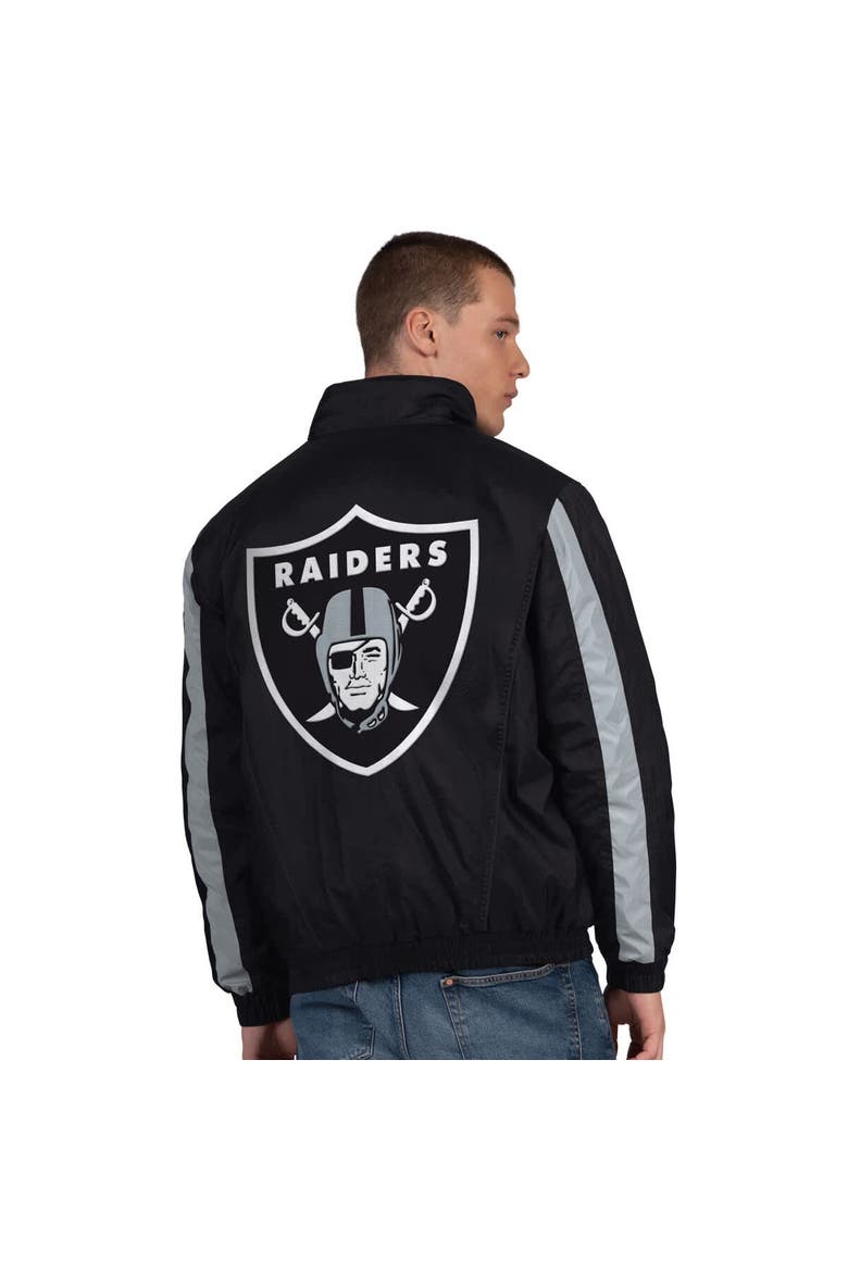 Men's Starter  Black Las Vegas Raiders Thursday Night Gridiron Half-Zip Jacket, Alternate, color, Black