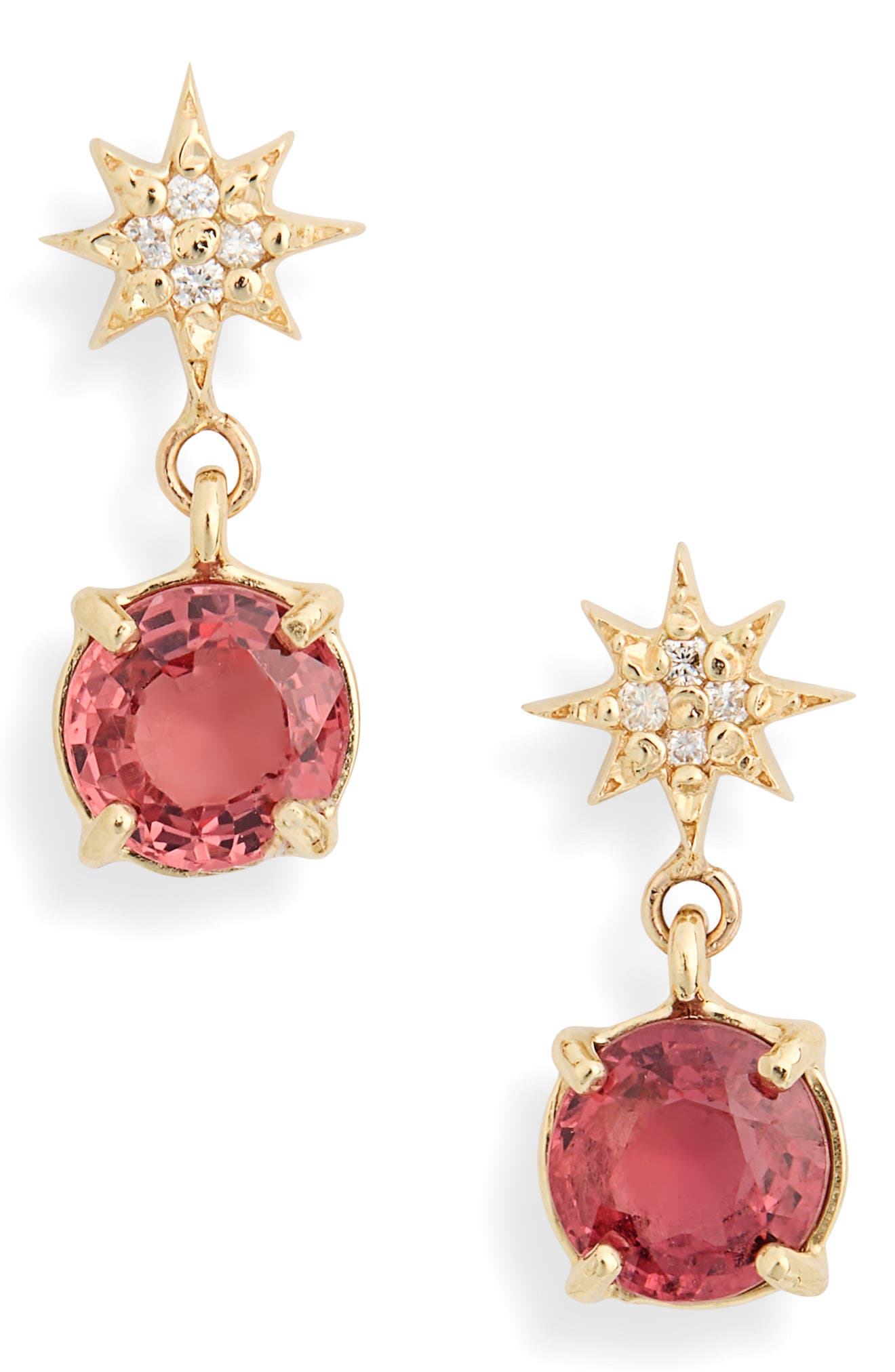 Anzie Star Drop Earrings in Pink 